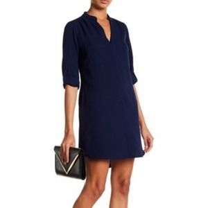 Lush Navy Blue Button Front Shift Dress